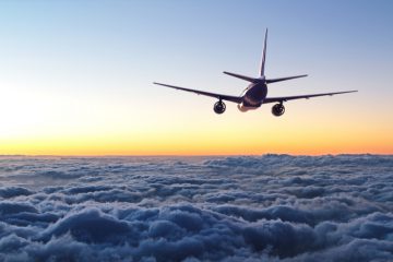 Airplane flying overseas